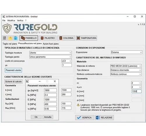 Verifica rinforzo FRCM Ruregold